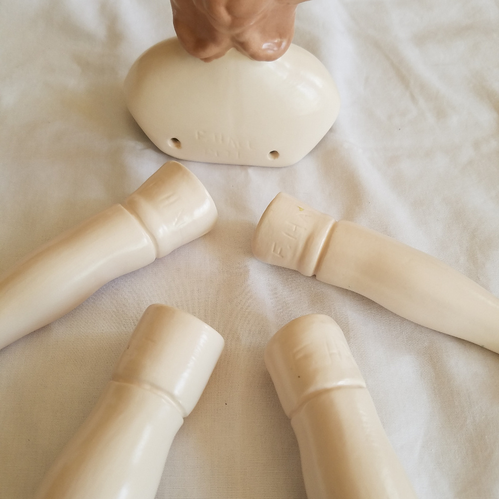 Vintage 1977 Ceramic Doll Parts, Legs, Head, Arms - Picture 4 of 4